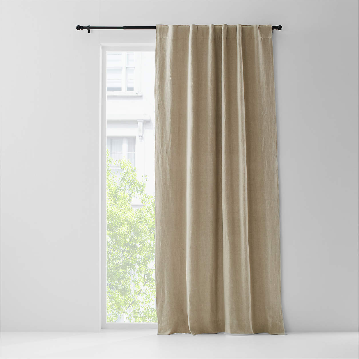 Warm Beige European Flax Certified Linen Blackout Window Curtain Panel