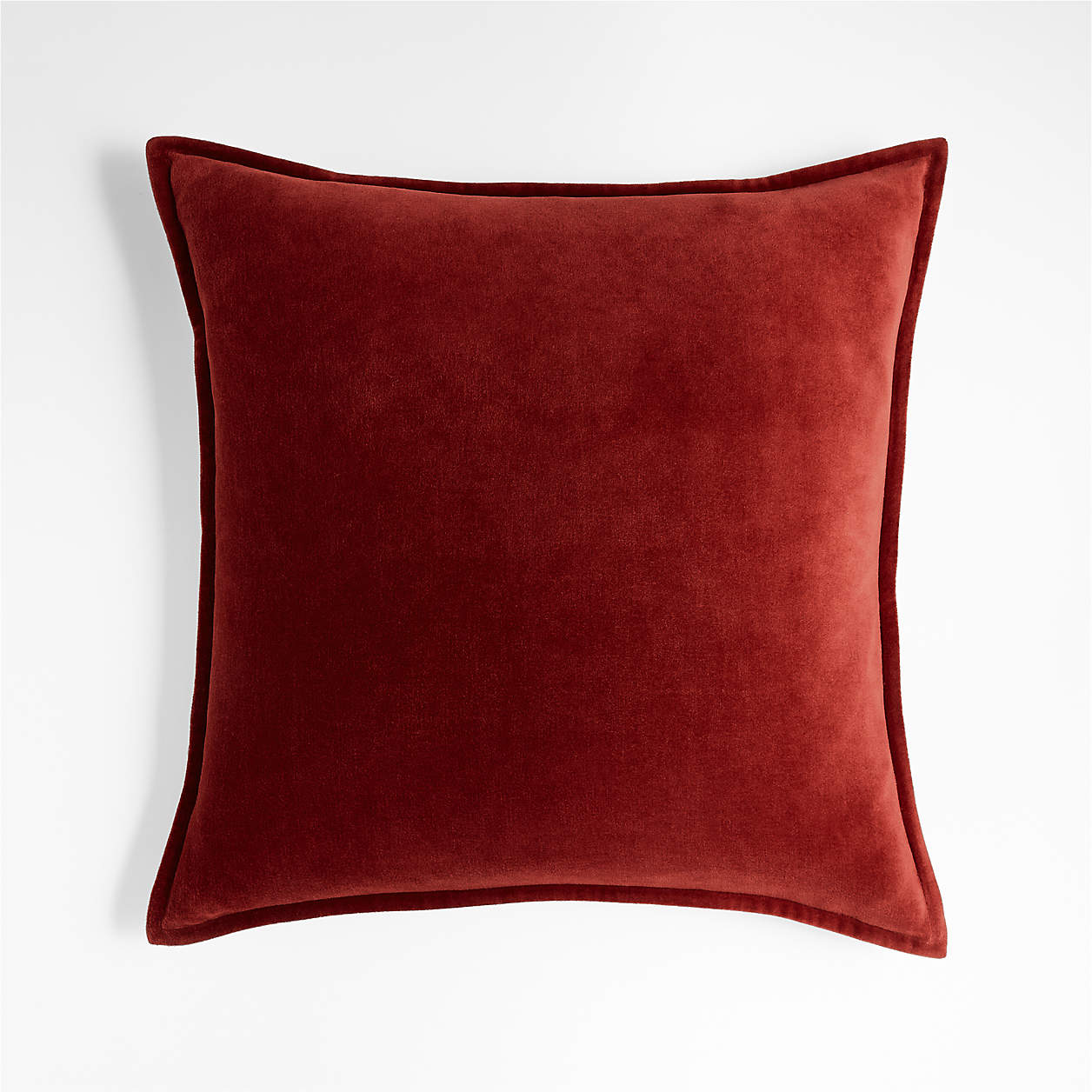 Brick X Washed Organic Cotton Velvet Throw Pillow With Feather