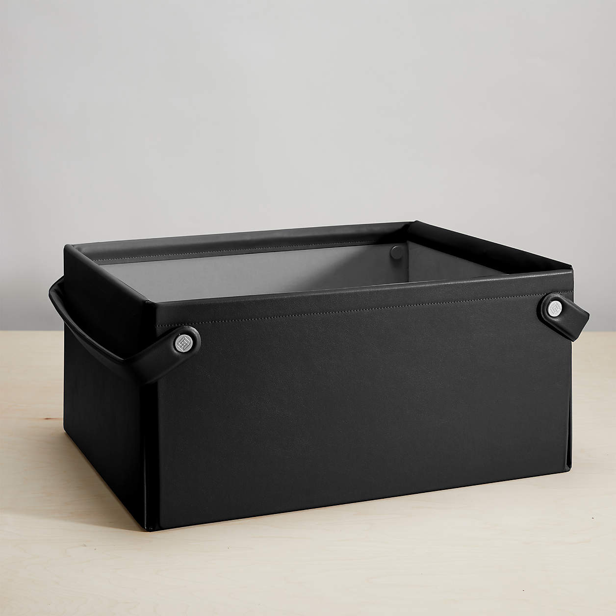 Folden Lane Large Black Rectangular Collapsible Storage Basket Crate