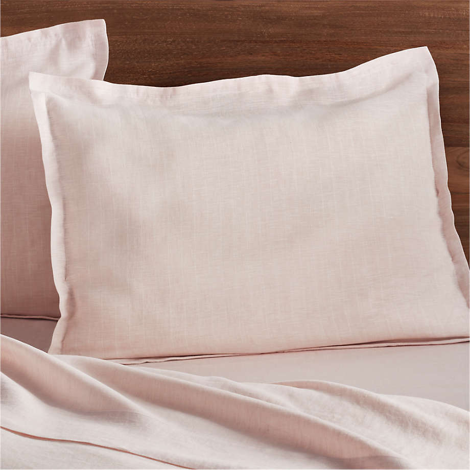 Pure Linen Pinstripe Blush Standard Pillow Sham Reviews Crate Barrel