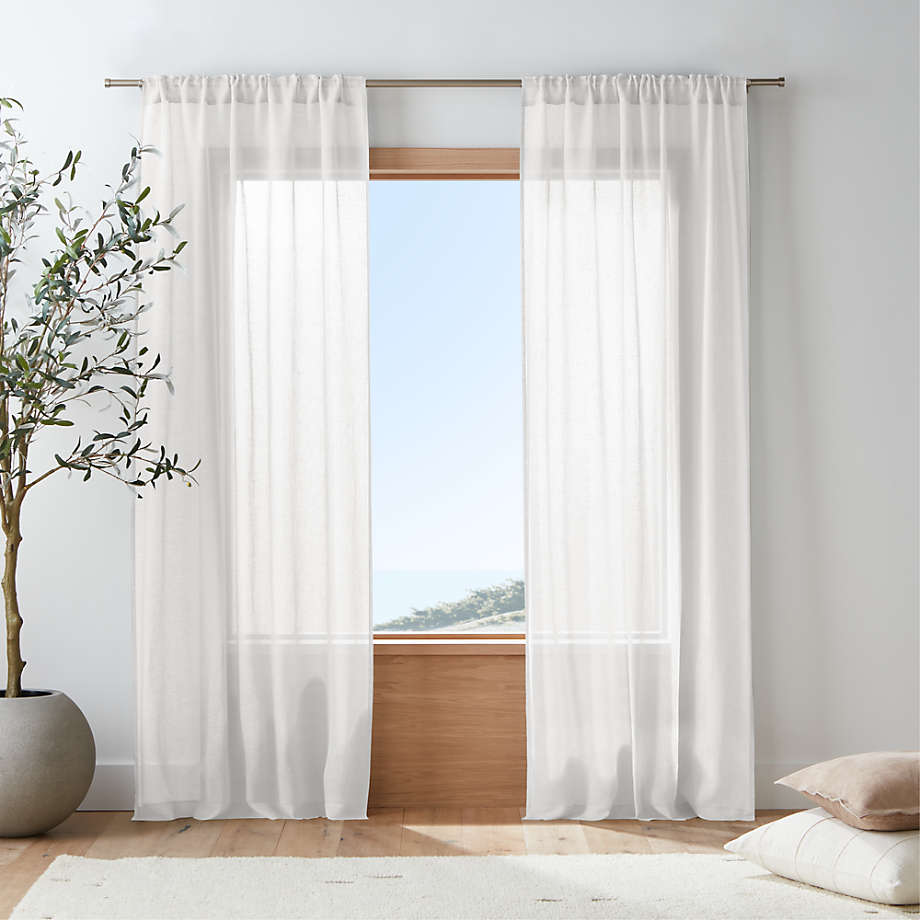 White Linen Sheer Window Curtain Panel X Crate Barrel