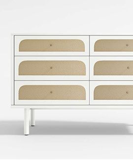 Maren White Cane Dresser