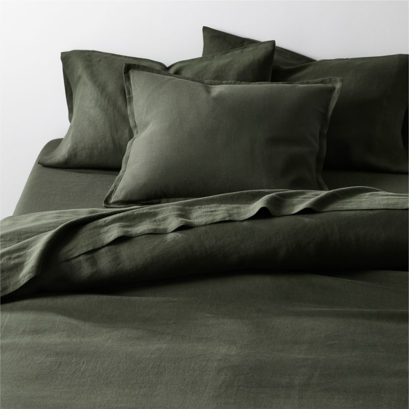 Aire Natural EUROPEAN FLAX ™-Certified Linen Ficus Green King Duvet Cover