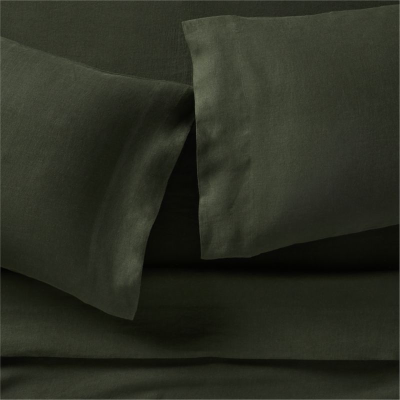 Aire Natural EUROPEAN FLAX ™-Certified Linen Ficus Green King Bed Sheet Set