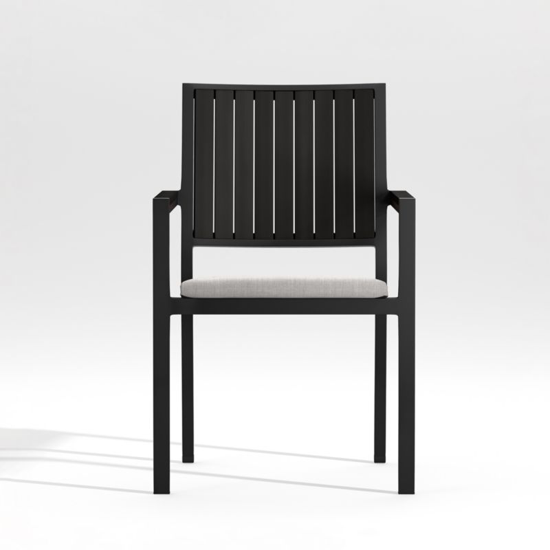 Alfresco Black Outdoor Dining Armchair with Silver Sunbrella ® Cushion