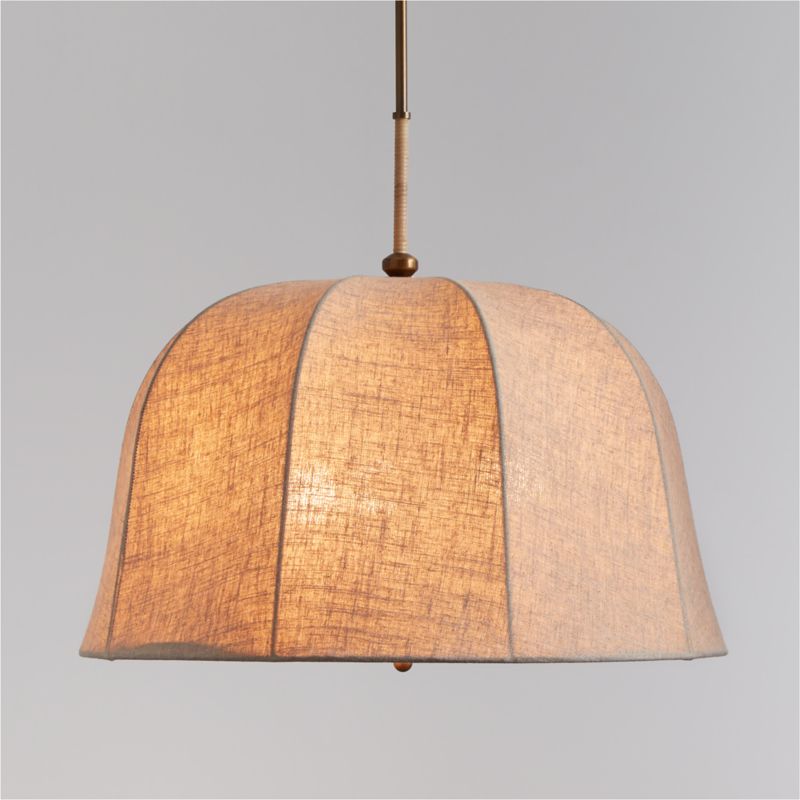 Allegra Rattan and Linen Dome Pendant Light by Jake Arnold 26"