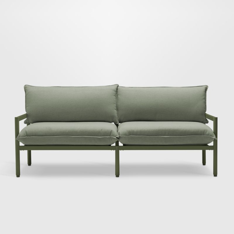 Neighbor ™ 70.5" Aluminum Outdoor Loveseat with Olive Sunbrella ® Cushions