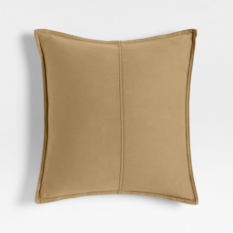 Amanha Washed Organic Cotton Denim 20"x20" Camel Tan Throw Pillow Cover