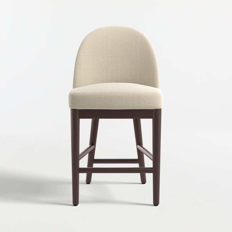 Ana Ivory Counter Stool with Brown Wood Legs
