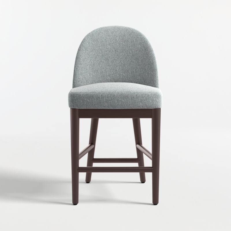 Ana Navy Counter Stool with Brown Wood Legs