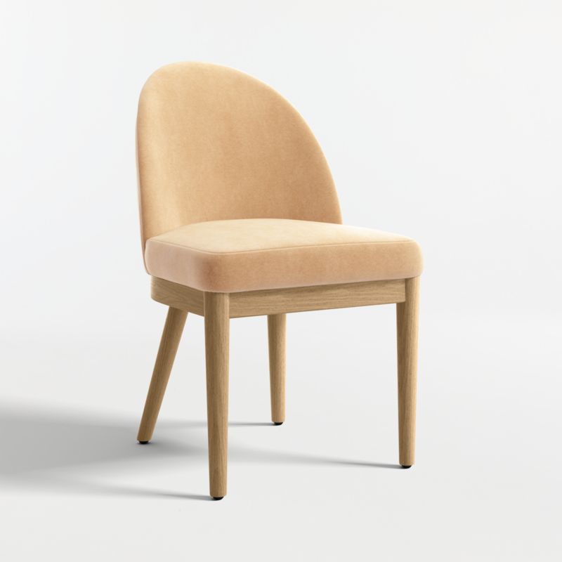 Ana Camel Tan Velvet Dining Chair with Natural Wood Legs