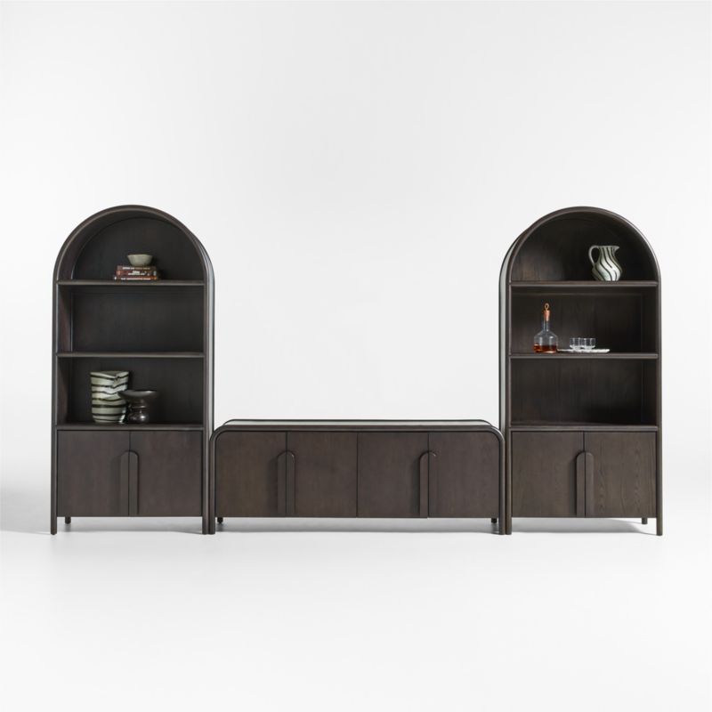 Annie 149" Charcoal Brown Wood Storage Media Console Set by Leanne Ford