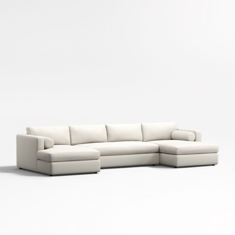 Aris 3-Piece U-Shaped Bench Sectional Sofa with Double Chaise Lounge