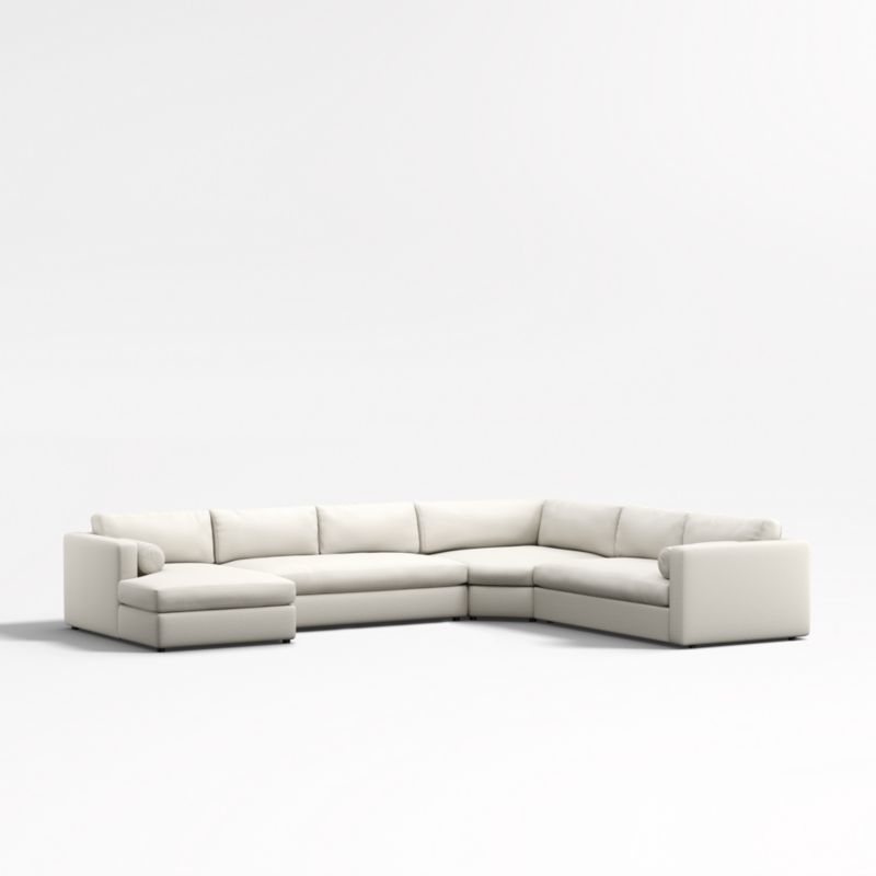 Aris Deep 4-Piece L-Shaped Wedge Bench Sectional Sofa with Chaise Lounge