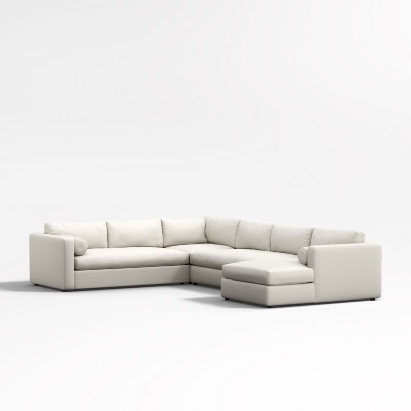 Aris Deep 4-Piece L-Shaped Bench Sectional Sofa with Chaise Lounge