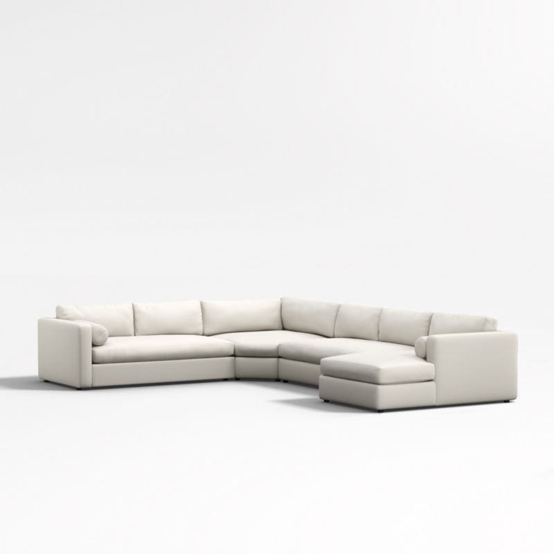 Aris Deep 4-Piece L-Shaped Wedge Bench Sectional Sofa with Chaise Lounge