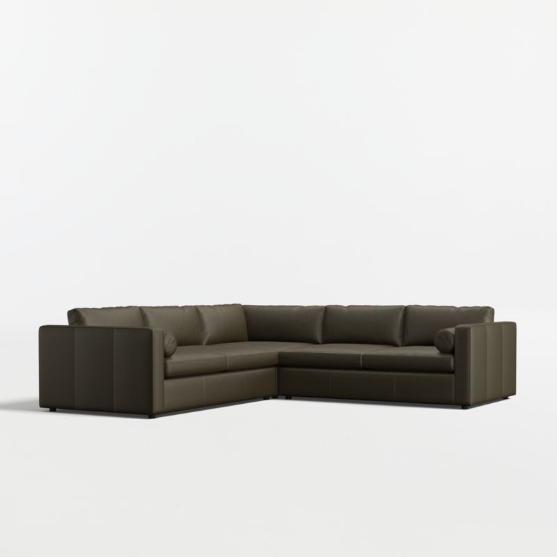 Aris Deep 3-Piece L-Shaped Leather Sectional Sofa
