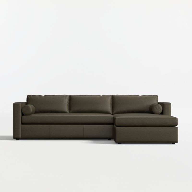 Aris 2-Piece Leather Bench Sectional Sofa with Chaise Lounge