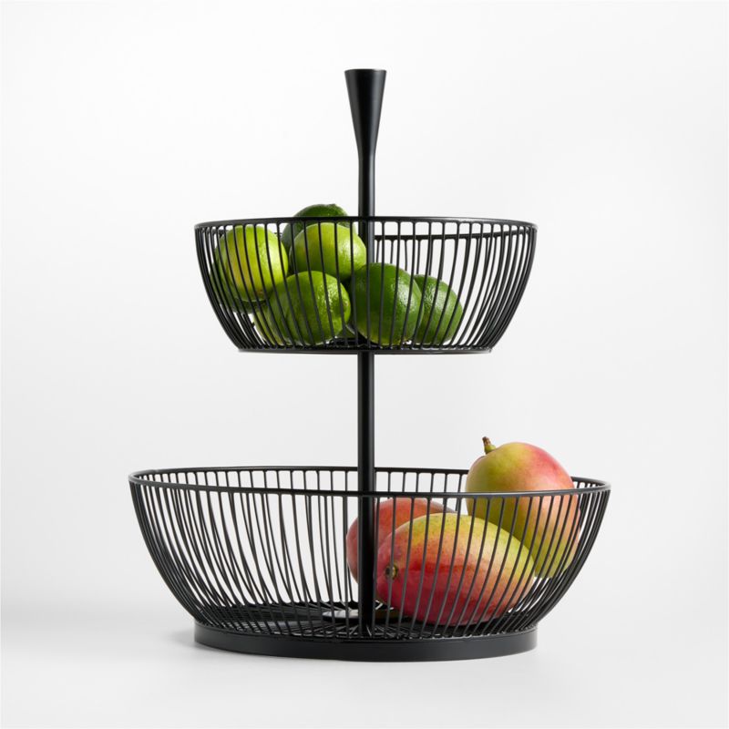 Toma Black and Off White Metal and Rattan Decorative Basket + Reviews