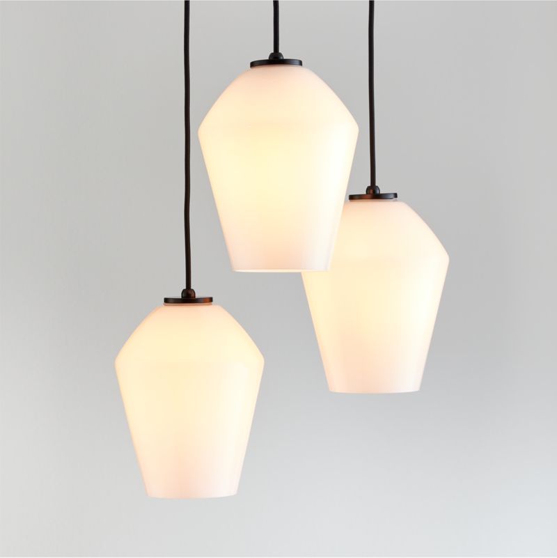 Arren Black 3-Light Round Pendant with Angled Milk Glass Shades 16"