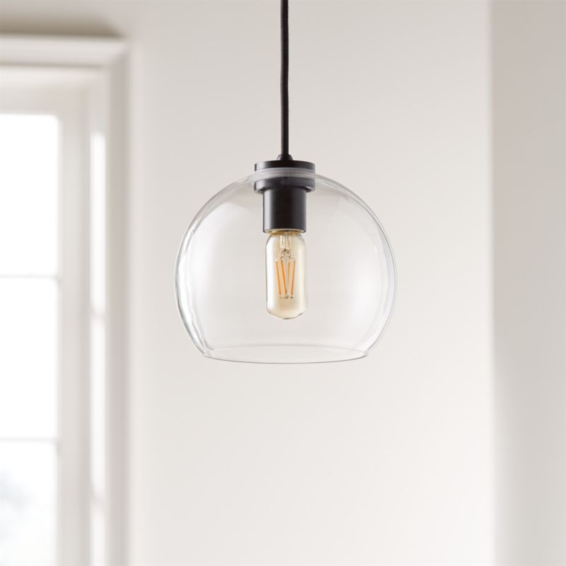 Arren Black Single Pendant Light with Clear Round Shade 8"