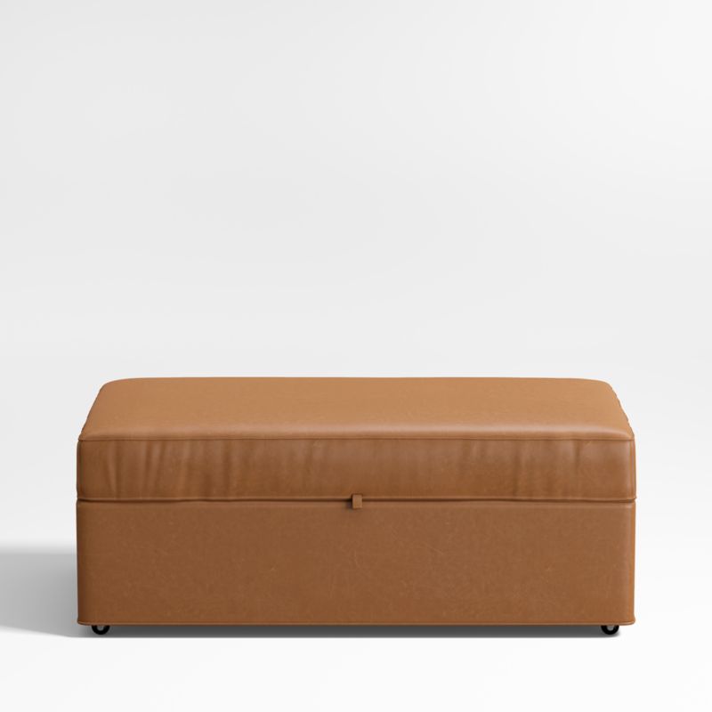 Axis Classic 43" Leather Storage Ottoman with Tray