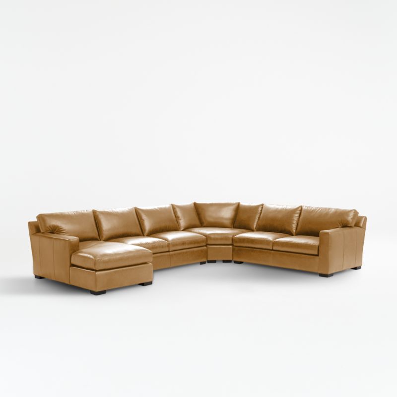 Axis 4-Piece L-Shaped Leather Wedge Sectional Sofa with Chaise Lounge