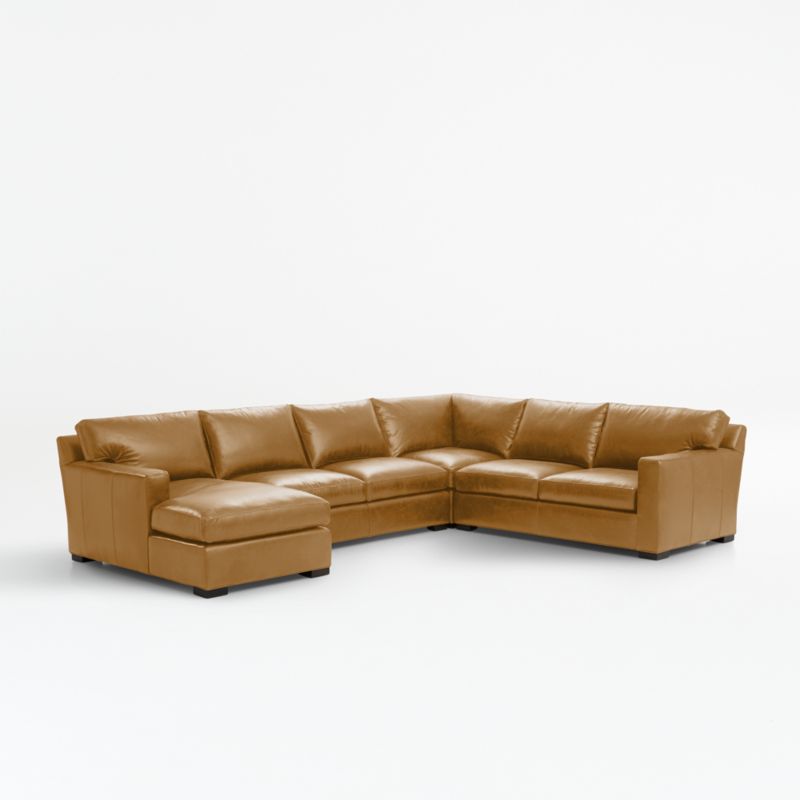 Axis 4-Piece L-Shaped Leather Sectional Sofa with Chaise Lounge
