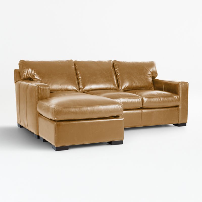 Axis 88" Leather Left-Arm Storage Chaise Lounge Queen Sleeper Sectional Sofa with Air Mattress