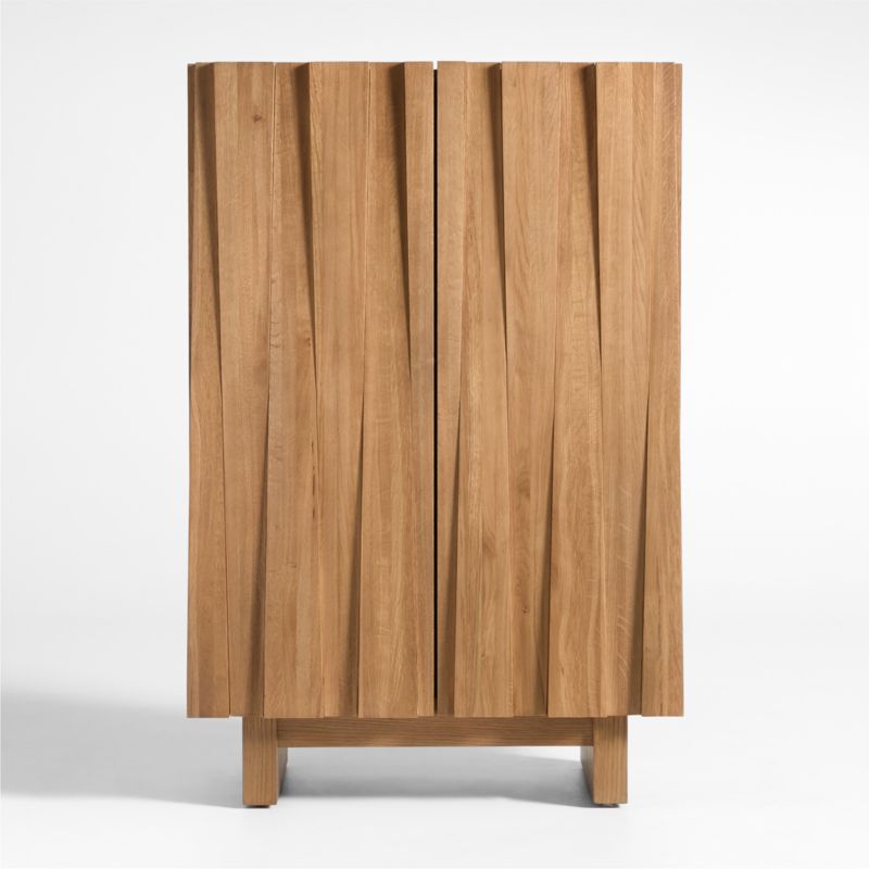 Tower 32" Light Brown Oak Wood Bar Cabinet by Brigette Romanek