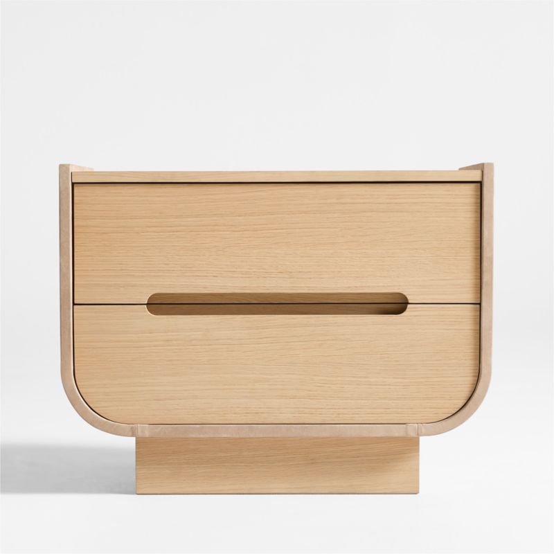 Venice 28.5" Leather and Oak Wood Nightstand by Brigette Romanek