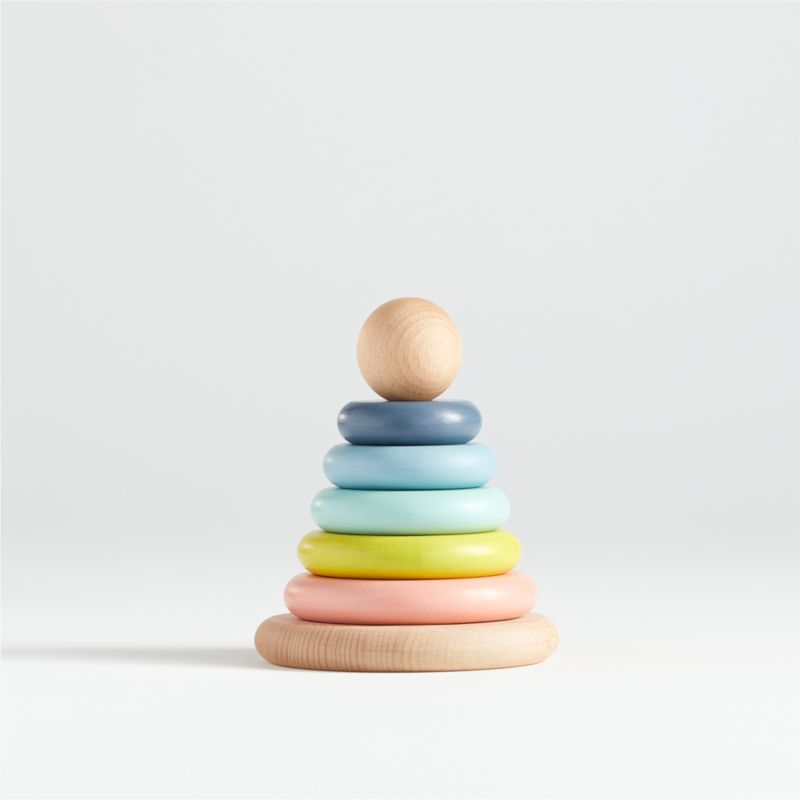 Small Rainbow Wooden Baby Stacking Ring