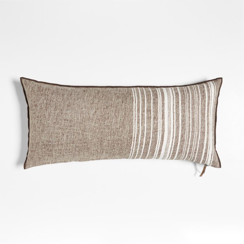 Bande Dark Beige Textured Stripe 36x16 Throw Pillow Cover