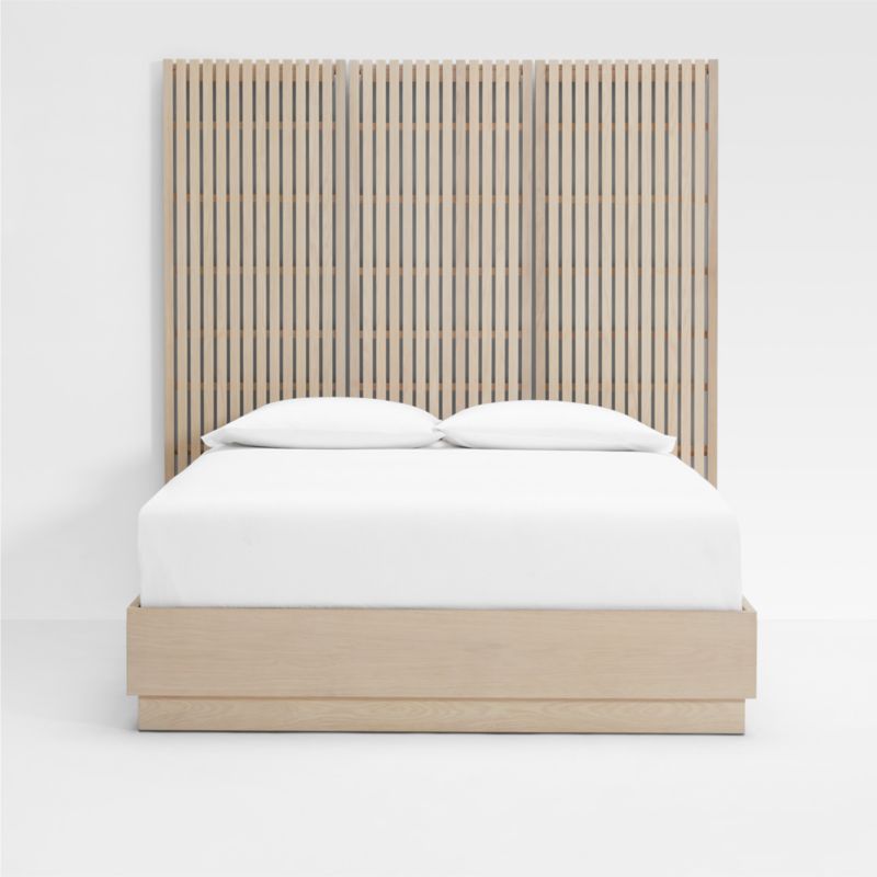 Batten White Oak Queen Plinth-Base Bed