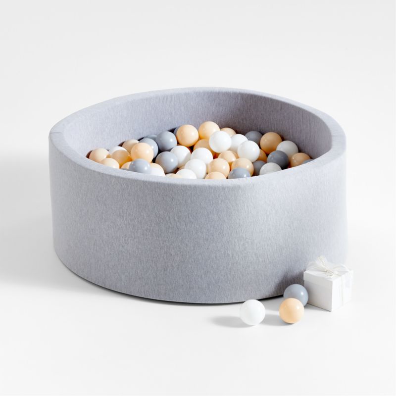 Baby and Toddler Light Grey Pop-Up Ball Pit with Neutral Balls