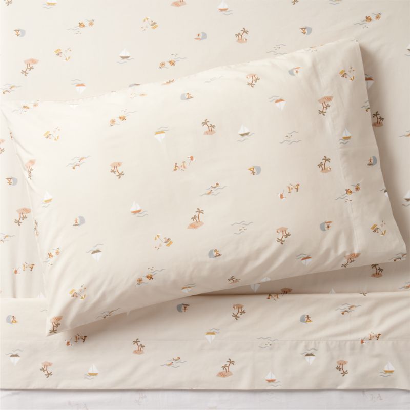 Stay Cool Beach Scene 100% Organic Cotton Kids Twin Sheet Set