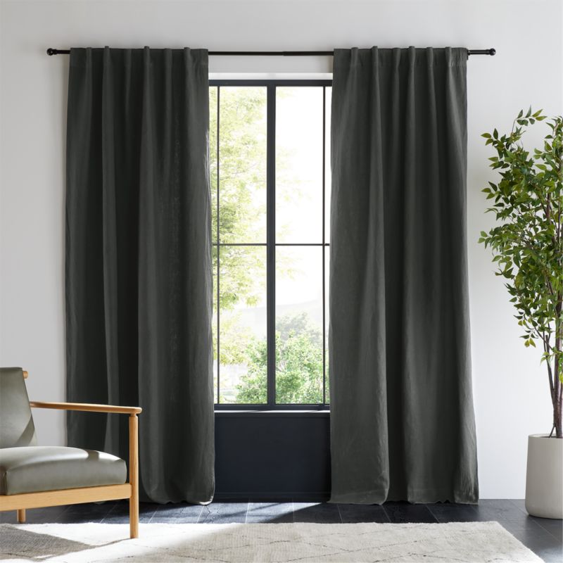Storm Grey EUROPEAN FLAX ™-Certified Linen Window Curtain Panel 52"x96"