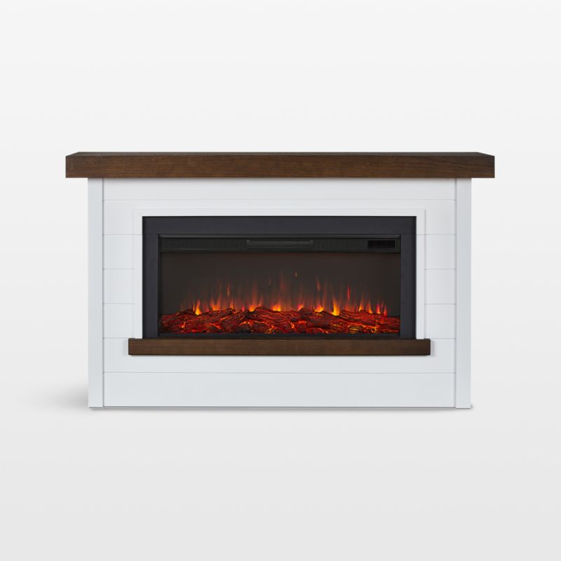Brynwood White and Brown Wood Electric Fireplace