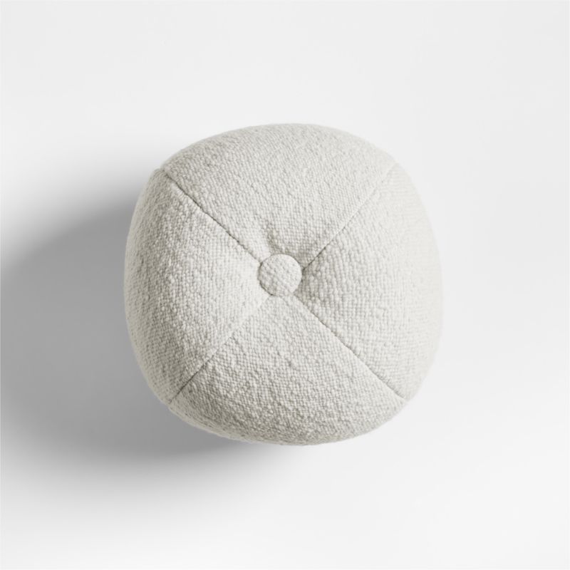 Biella Wool-Cotton Blend Textured Sphere 12x12 Arctic Ivory Throw Pillow