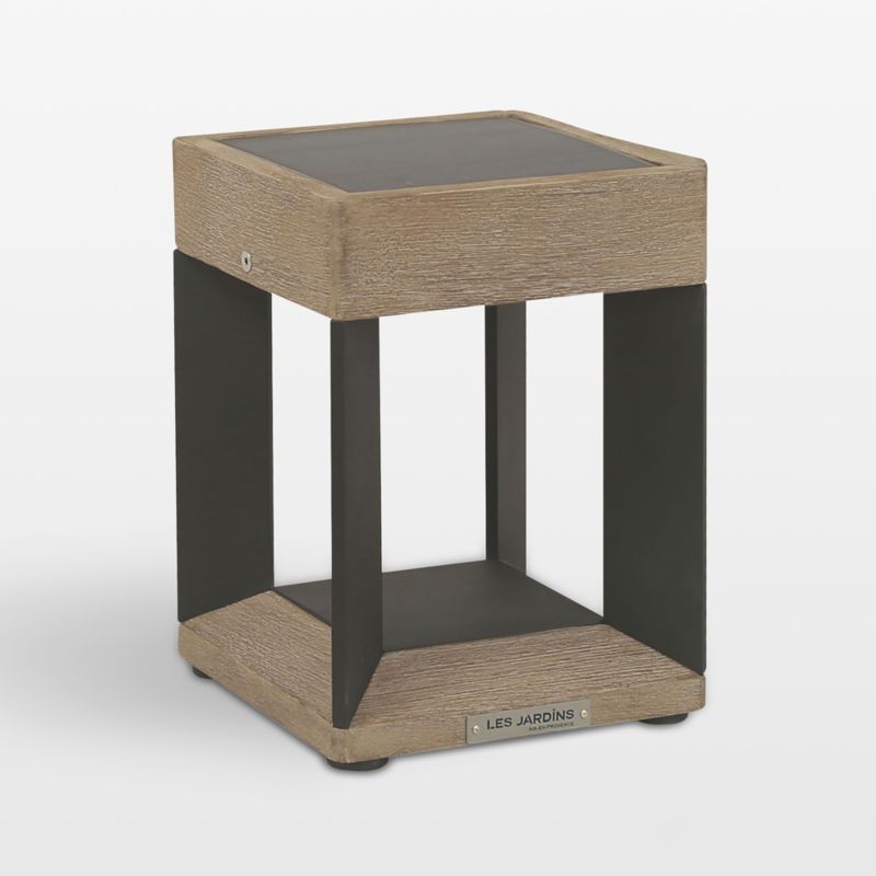 Les Jardins Blade Weathered Teak LED Outdoor Solar-Powered Lantern 26"