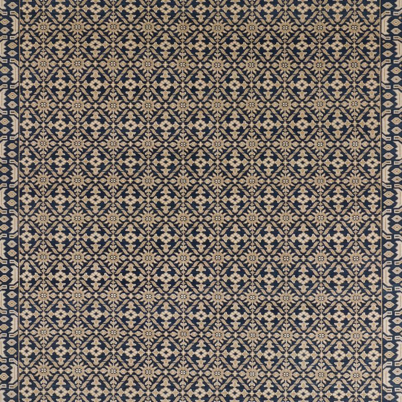 Bordeaux Wool Traditional Hand-Knotted Navy Blue Area Rug 6'x9'