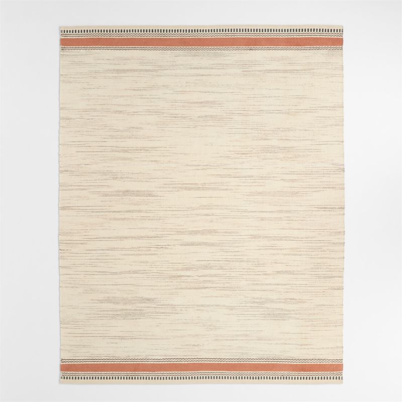 Border Stripe Brulee Brown Chenille Kids Area Rug 8'x10'