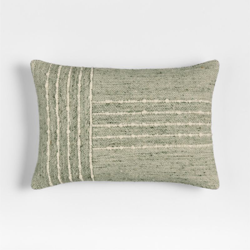 Bozeman Wool Blend 24"x16" Burnt Green Throw Pillow Cover
