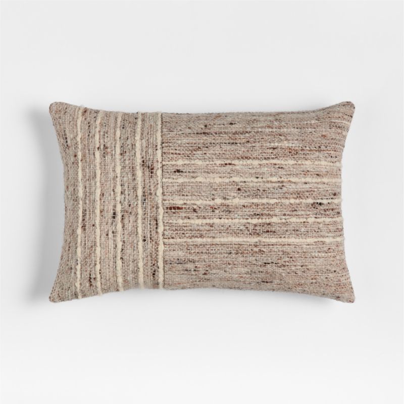 Bozeman Wool Blend 24"x16" Beige Throw Pillow with Down-Alternative Insert