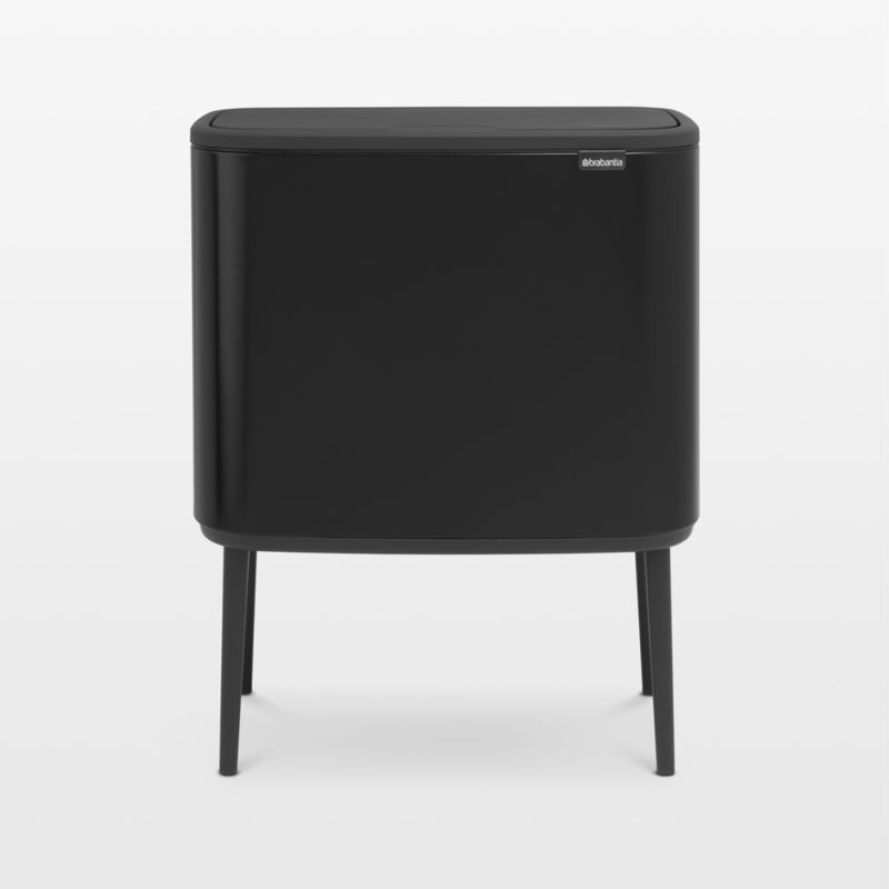 Brabantia Bo Touch Top Trash Can, Dual Compartment, Matte Black, 3 + 6 Gallon