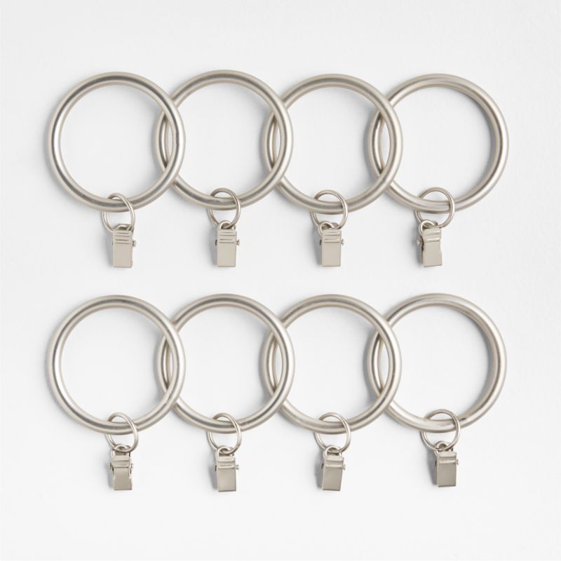 Brushed Nickel 1.5" Window Curtain Rings, Set of 8