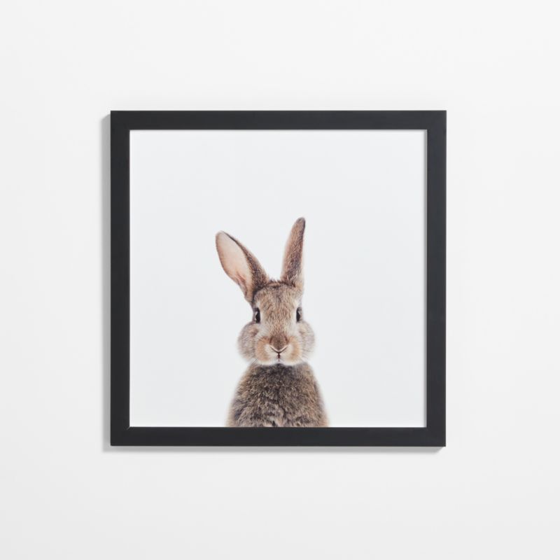 Baby Bunny Black Wood Framed Wall Art Print