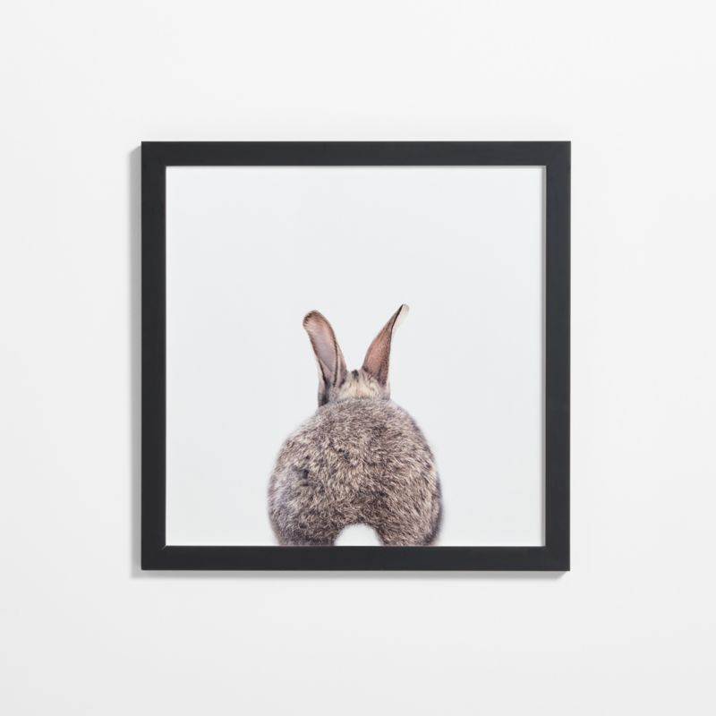 Baby Bunny Tail Black Wood Framed Wall Art Print