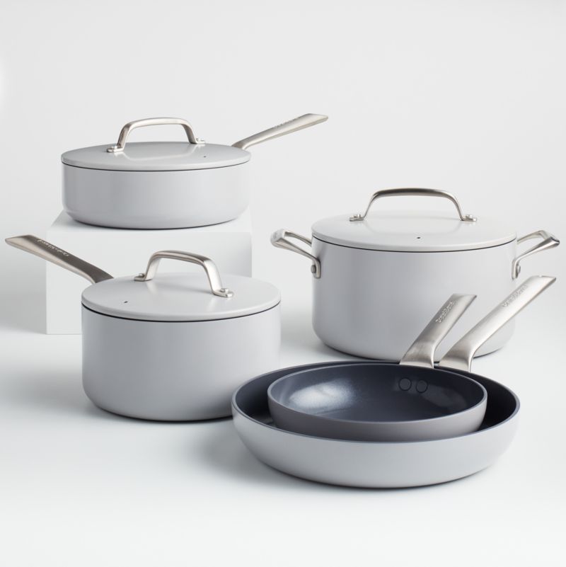 Crate & Barrel EvenCook Ceramic ™ Grey Nonstick 8-Piece Cookware Set with Bonus