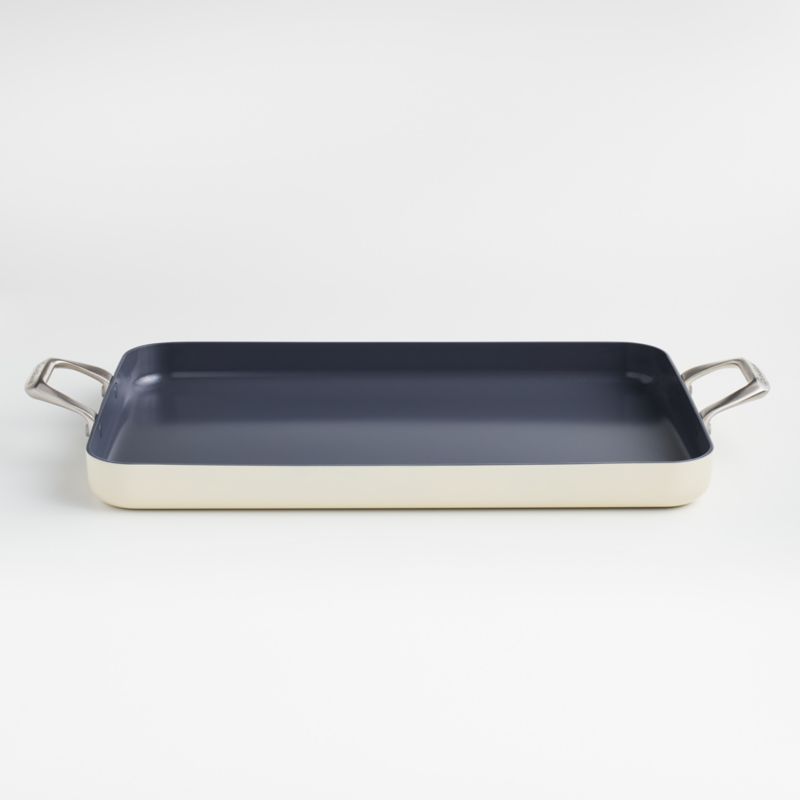 Crate & Barrel EvenCook Ceramic ™ Cream Nonstick Double Burner Griddle